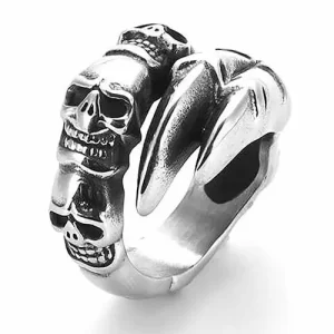 Skull ring i rustfri stål 2cm bred